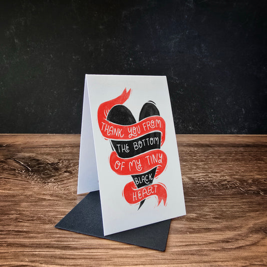 2x3 Thank You Black Heart Mini Greeting Card