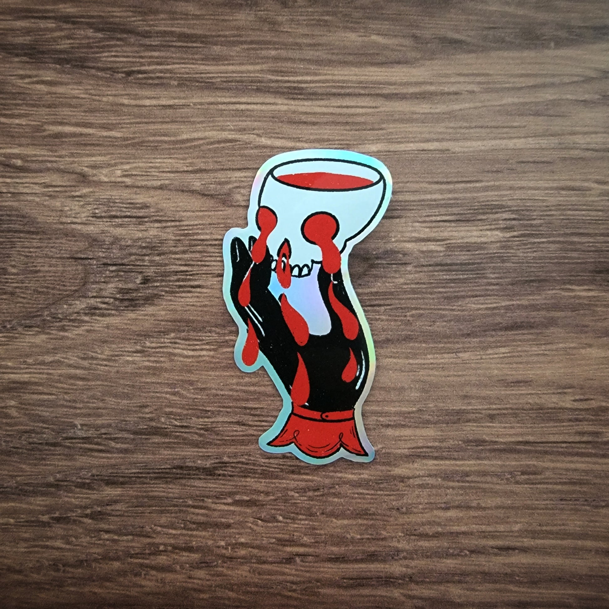 Hand and Skull Holographic Vinyl Sticker image 1