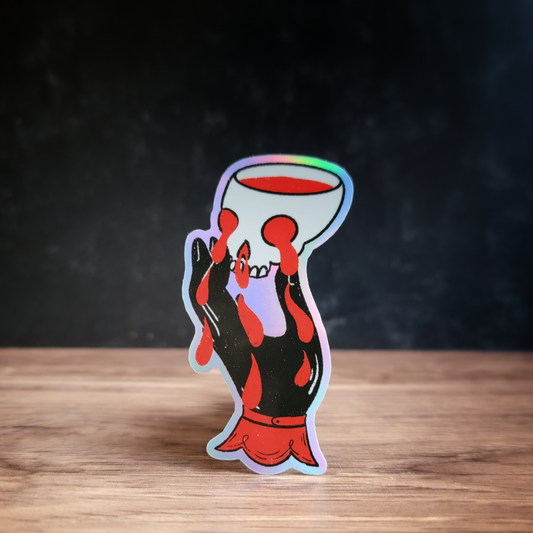 Hand and Skull Holographic Vinyl Sticker image 0