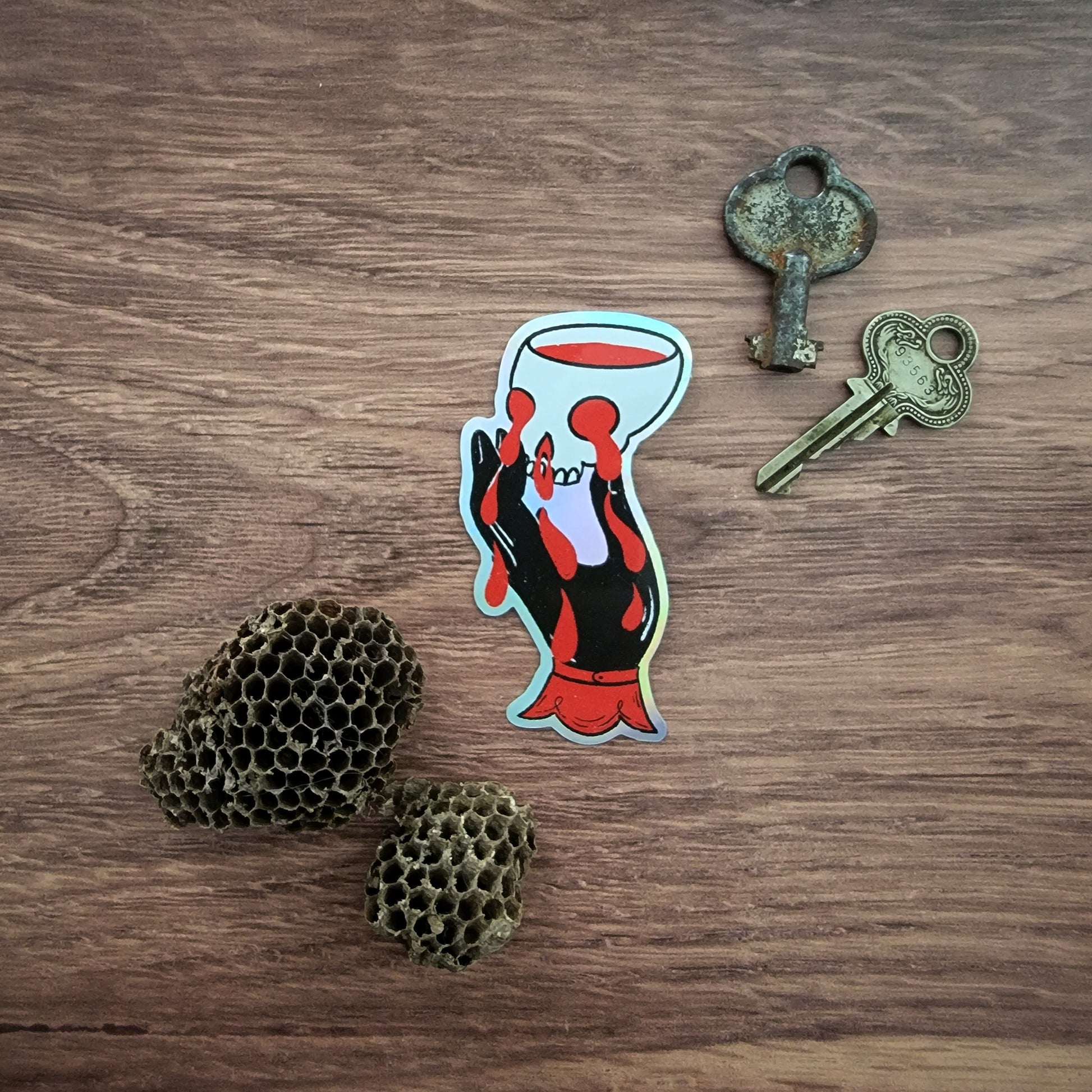 Hand and Skull Holographic Vinyl Sticker image 2