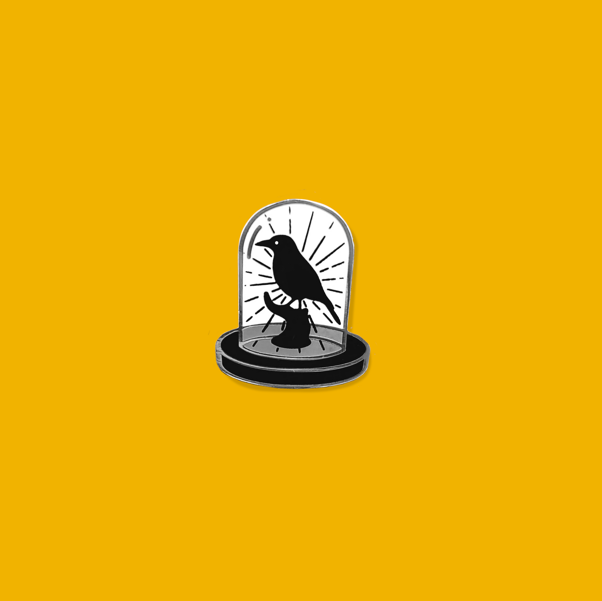 Taxidermy Bird in a Bell Jar Enamel Pin image 1