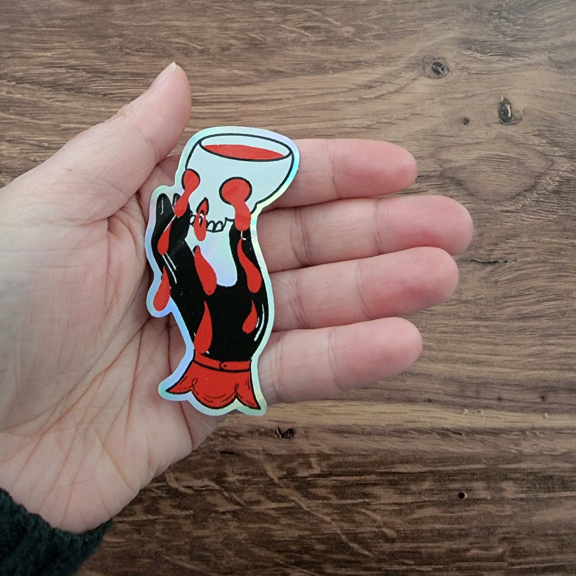 Hand and Skull Holographic Vinyl Sticker image 3